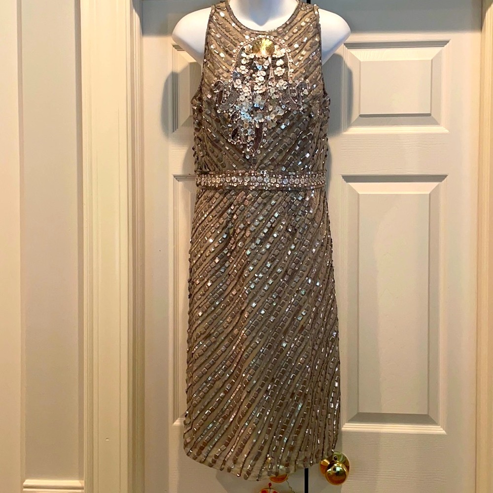 Theia beaded cocktail dress sz 6